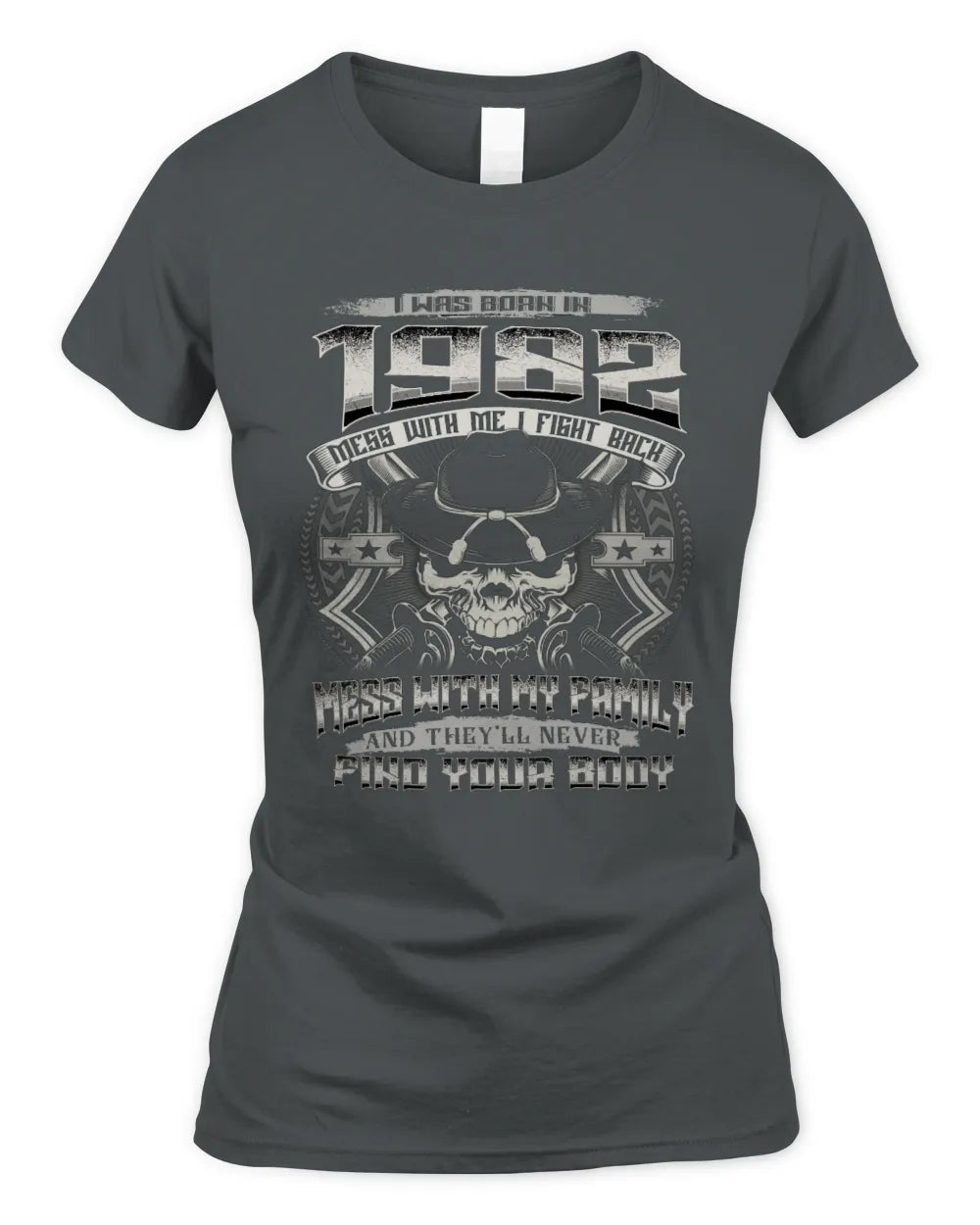 1982 HH89-K2 – T-shirt – Theme: "Birth Year – Family Always Protects" - Women's Standard T-Shirt - Charcoal
