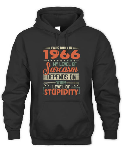 1966 HH89-K2 – Vintage Born to Be Sarcastic T-Shirt - Unisex Hoodie - Black