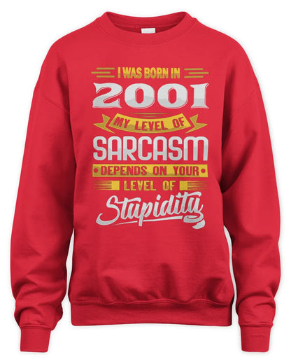 2001 HH88-K2 – Funny Birth Year Sarcasm Quote T-Shirt - Unisex Sweatshirt - Red