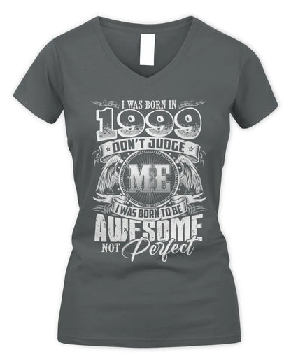 1999 HH89-K2 – Awesome Birth Year Quote T-Shirt - Women's V-Neck T-Shirt - Charcoal
