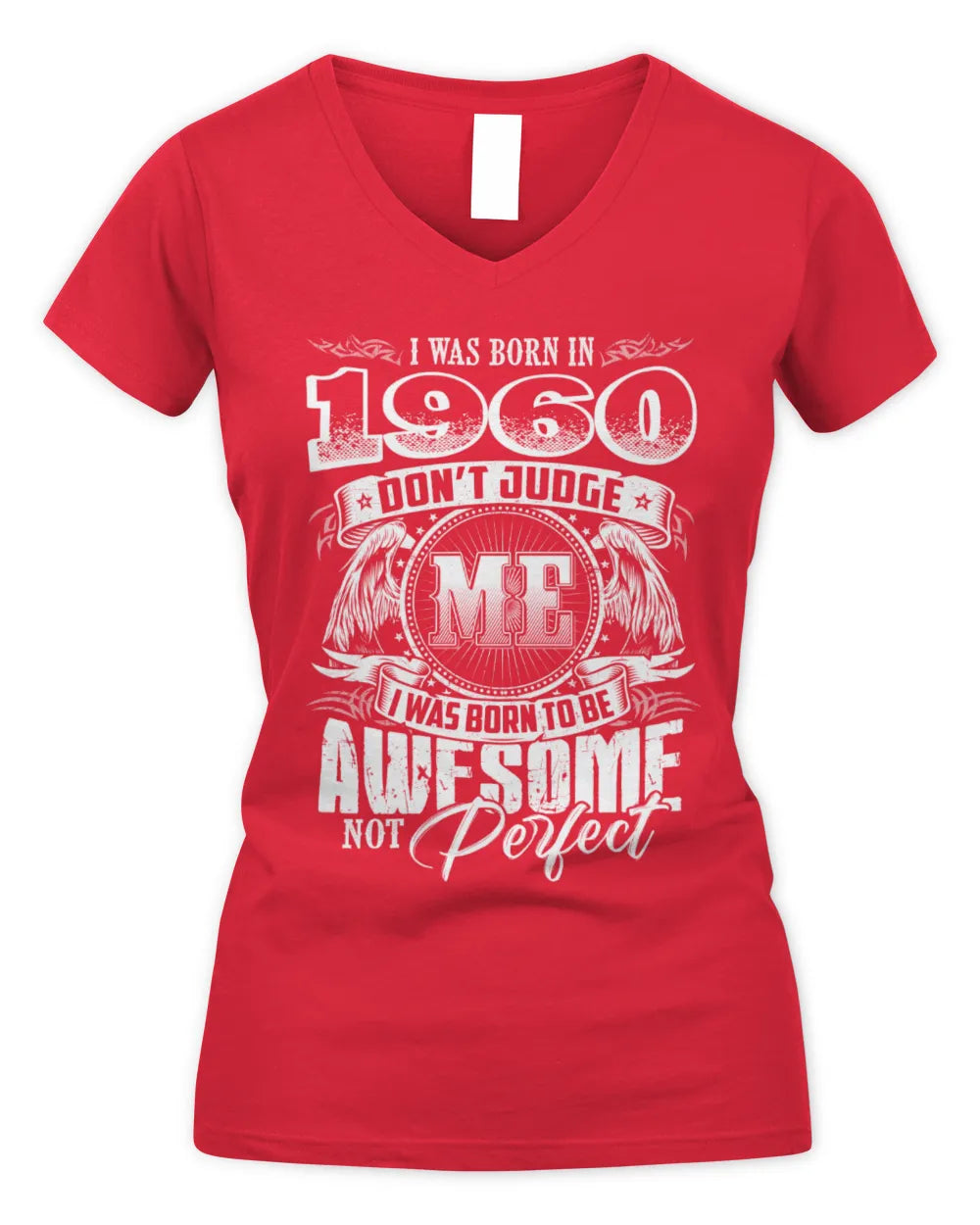 1960 HH89-K2 – Awesome Birth Year Quote T-Shirt - Women's V-Neck T-Shirt - Red