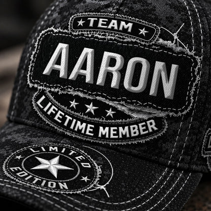 AARON TC03 HH79  Personalized Black Camo Baseball Cap, Custom Name Family Hat