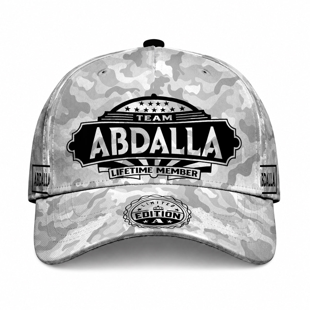 ABDALLA TC01 HH79 Team Your Name Hat, Personalized Camo Baseball Cap, Custom Family Gift, Gift for Him Her
