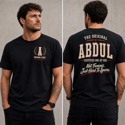 ABDUL W65-F6-168 – Personalized Original Issue Apparel “The Original NAME Certified One-of-One"