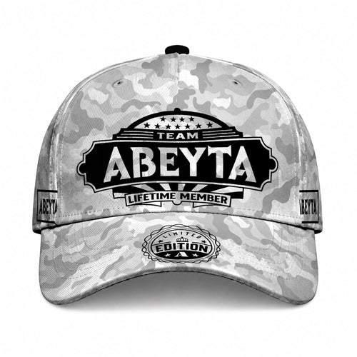 ABEYTA TC01 HH79 Team Your Name Hat, Personalized Camo Baseball Cap, Custom Family Gift, Gift for Him Her