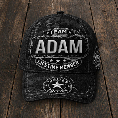 ADAM TC03 HH79  Personalized Black Camo Baseball Cap, Custom Name Family Hat