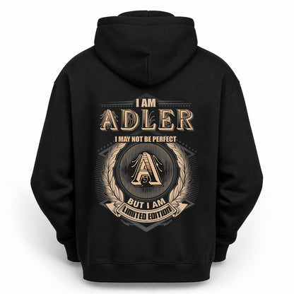 ADLER 2K-101–Personalized Name Quote Apparel “I Am NAME May Not Be Perfect But I Am Limited Edition”