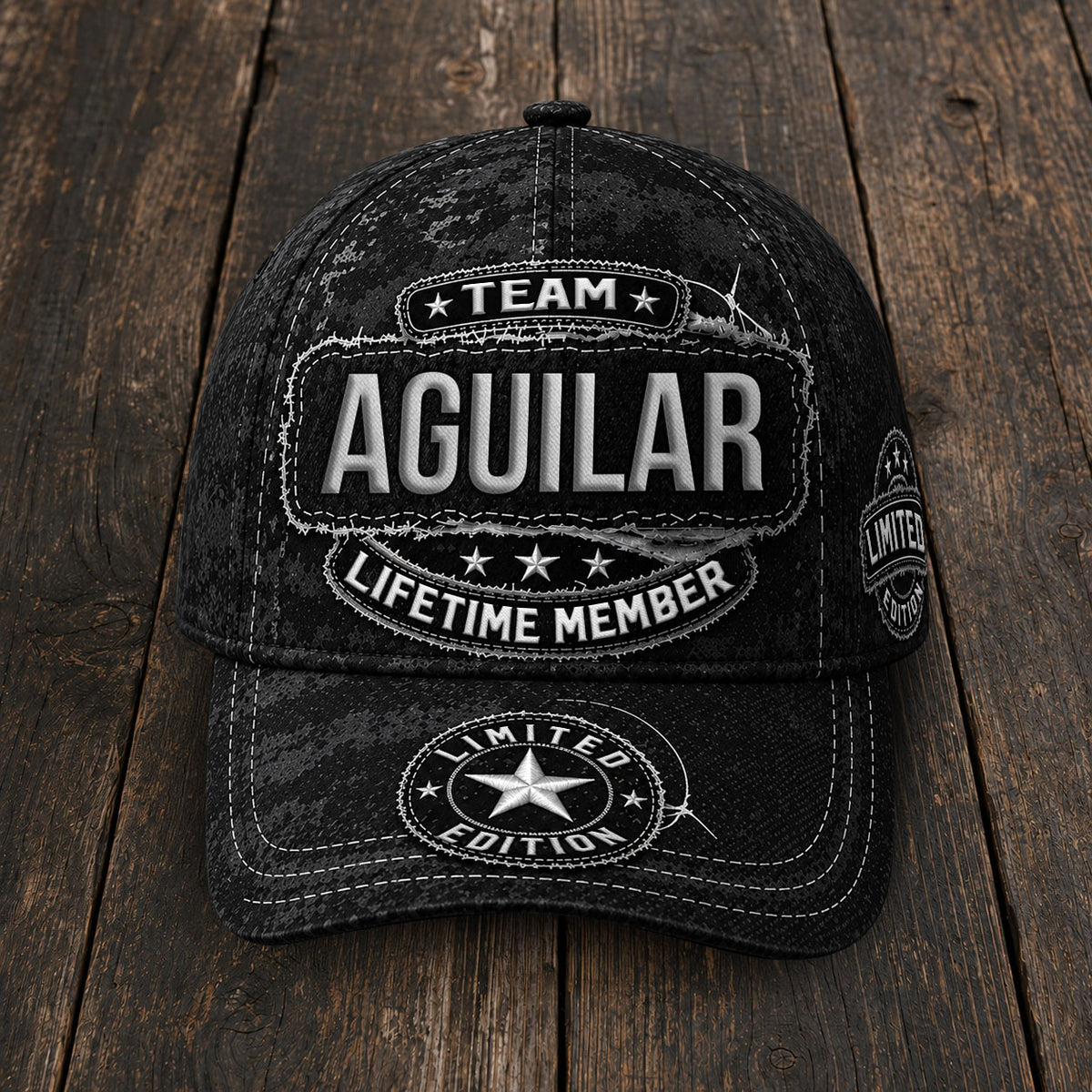 AGUILAR TC03 HH79  Personalized Black Camo Baseball Cap, Custom Name Family Hat
