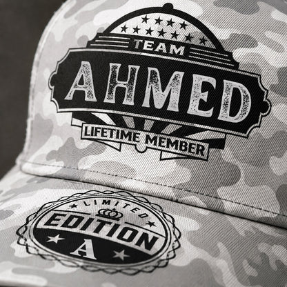 AHMED TC01 HH79 Team Your Name Hat, Personalized Camo Baseball Cap, Custom Family Gift, Gift for Him Her
