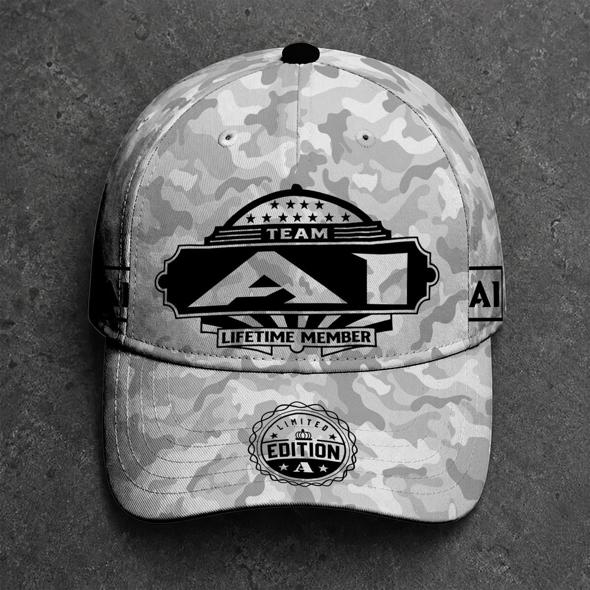 AI TC01 HH79 Team Your Name Hat, Personalized Camo Baseball Cap, Custom Family Gift, Gift for Him Her