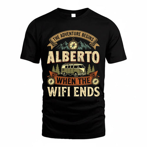 ALBERTO TT898-K6-229 – Personalized Funny Camping Quote Apparel “The Adventure Begins When The WiFi Ends”