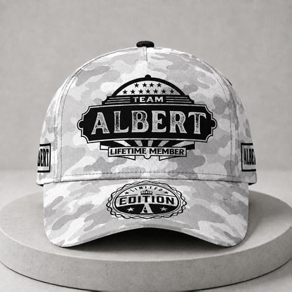 ALBERT TC01 HH79 Team Your Name Hat, Personalized Camo Baseball Cap, Custom Family Gift, Gift for Him Her