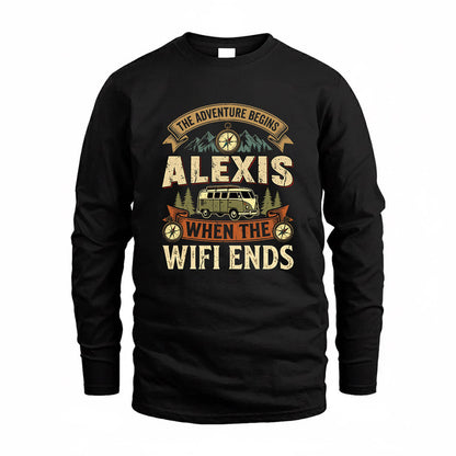ALEXIS TT898-K6-229 – Personalized Funny Camping Quote Apparel “The Adventure Begins When The WiFi Ends”