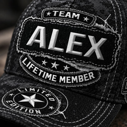 ALEX TC03 HH79  Personalized Black Camo Baseball Cap, Custom Name Family Hat