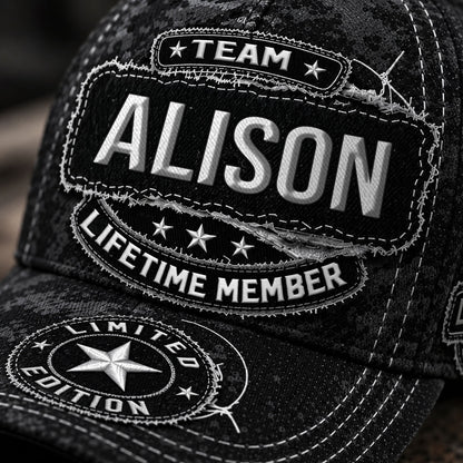 ALISON TC03 HH79  Personalized Black Camo Baseball Cap, Custom Name Family Hat