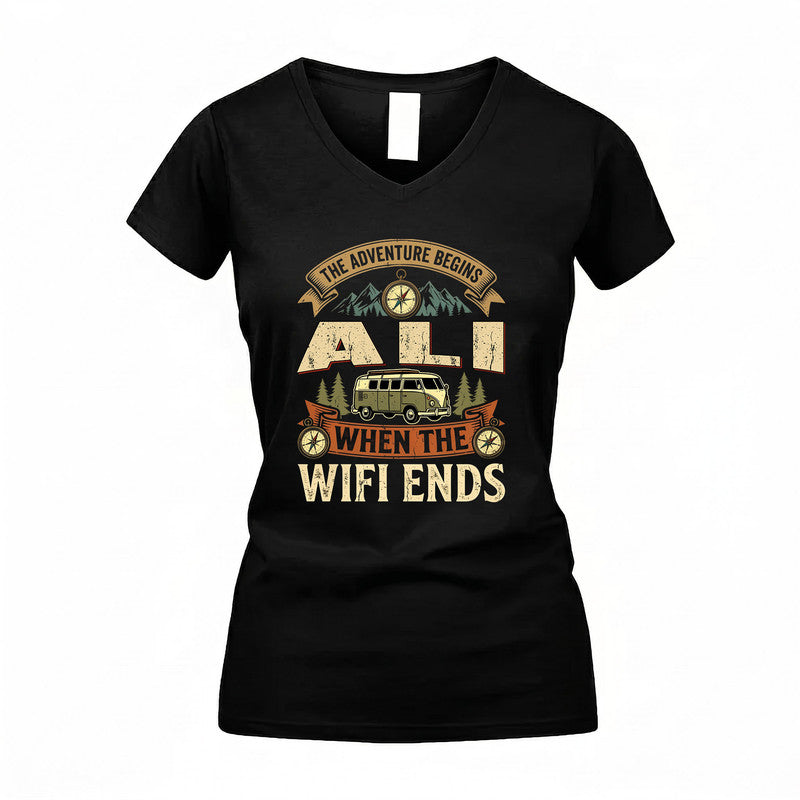 ALI TT898-K6-229 – Personalized Funny Camping Quote Apparel “The Adventure Begins When The WiFi Ends”