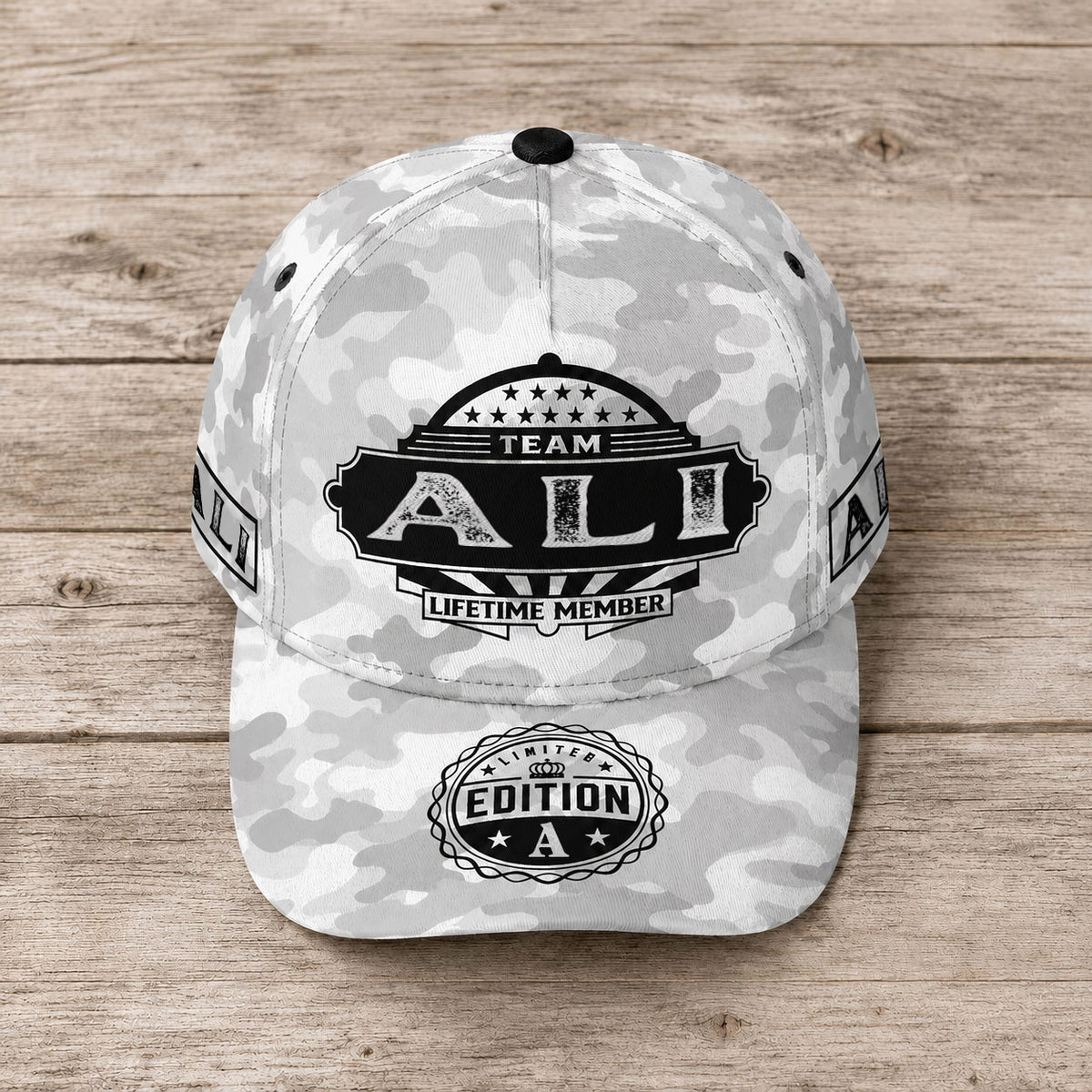 ALI TC01 HH79 Team Your Name Hat, Personalized Camo Baseball Cap, Custom Family Gift, Gift for Him Her