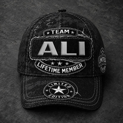 ALI TC03 HH79  Personalized Black Camo Baseball Cap, Custom Name Family Hat