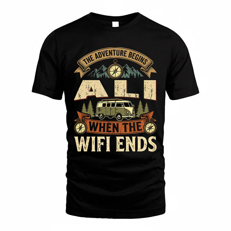 ALI TT898-K6-229 – Personalized Funny Camping Quote Apparel “The Adventure Begins When The WiFi Ends”