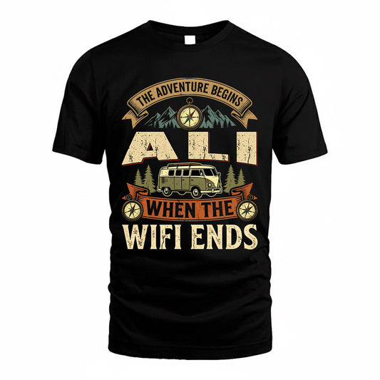 ALI TT898-K6-229 – Personalized Funny Camping Quote Apparel “The Adventure Begins When The WiFi Ends”