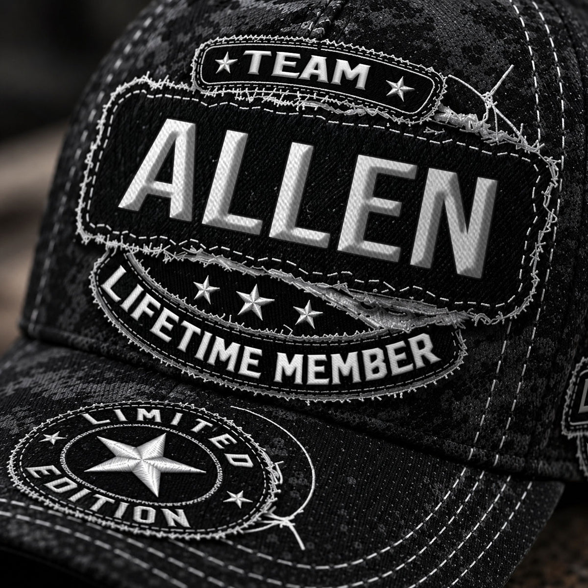 ALLEN TC03 HH79  Personalized Black Camo Baseball Cap, Custom Name Family Hat