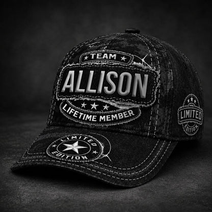ALLISON TC03 HH79  Personalized Black Camo Baseball Cap, Custom Name Family Hat