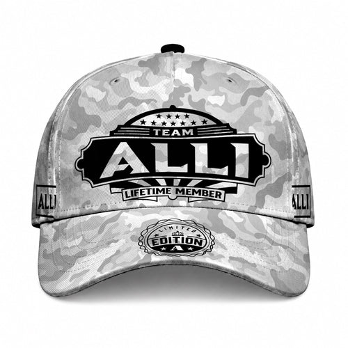 ALLI TC01 HH79 Team Your Name Hat, Personalized Camo Baseball Cap, Custom Family Gift, Gift for Him Her