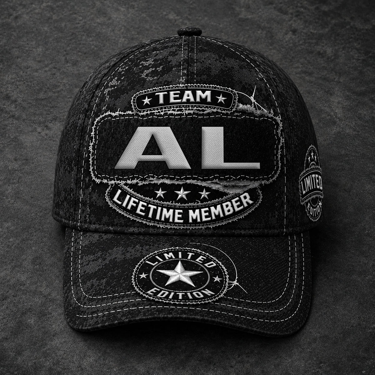 AL TC03 HH79  Personalized Black Camo Baseball Cap, Custom Name Family Hat