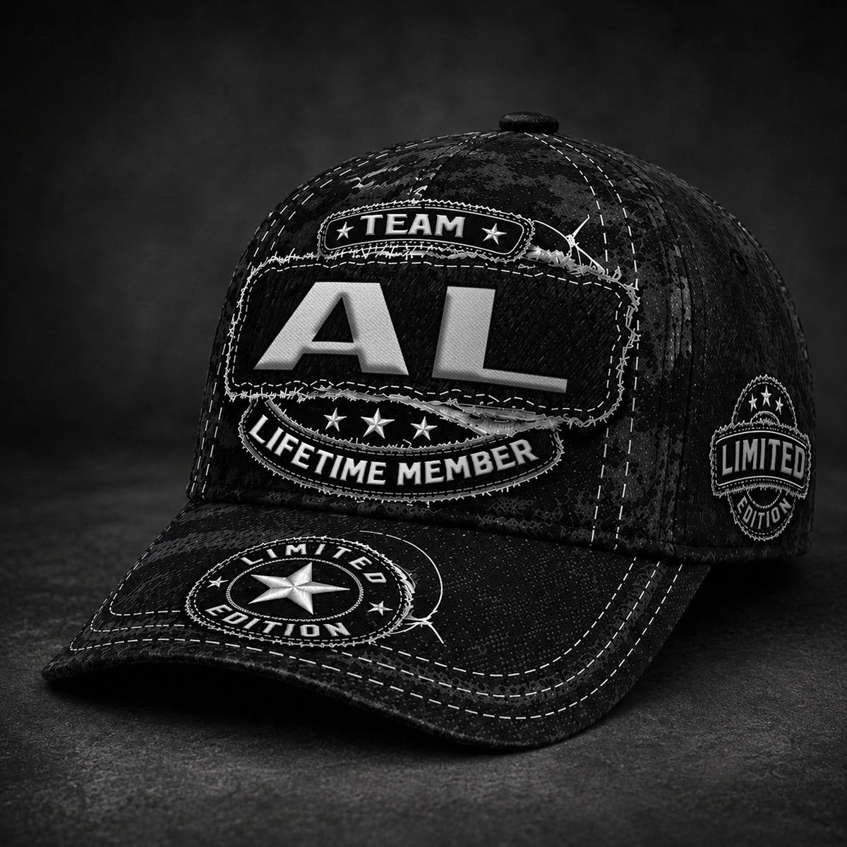AL TC03 HH79  Personalized Black Camo Baseball Cap, Custom Name Family Hat