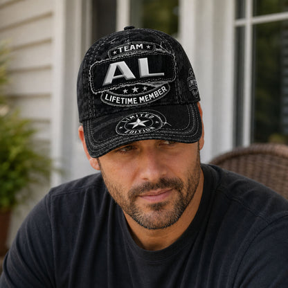 AL TC03 HH79  Personalized Black Camo Baseball Cap, Custom Name Family Hat