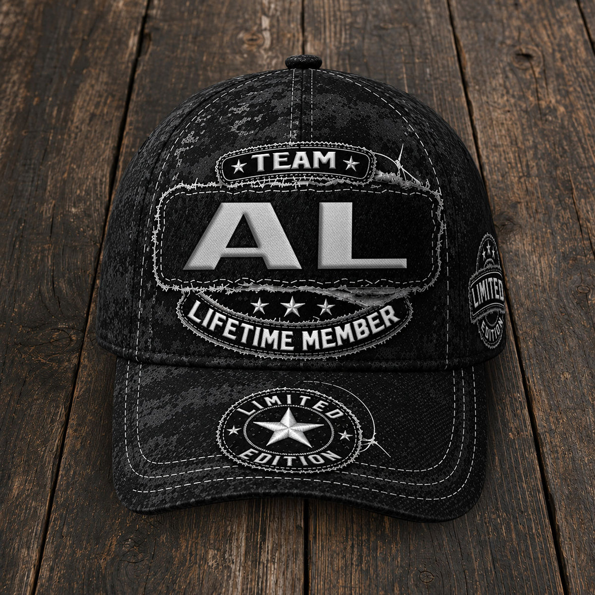 AL TC03 HH79  Personalized Black Camo Baseball Cap, Custom Name Family Hat