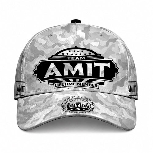 AMIT TC01 HH79 Team Your Name Hat, Personalized Camo Baseball Cap, Custom Family Gift, Gift for Him Her