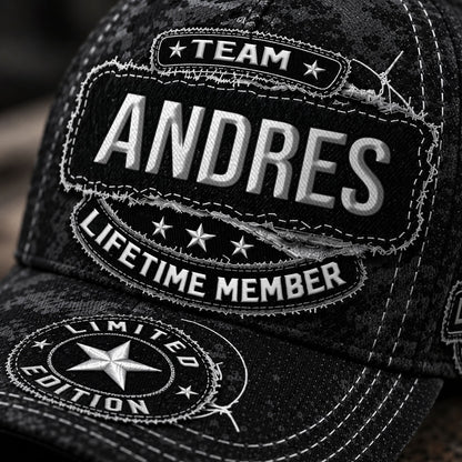 ANDRES TC03 HH79  Personalized Black Camo Baseball Cap, Custom Name Family Hat