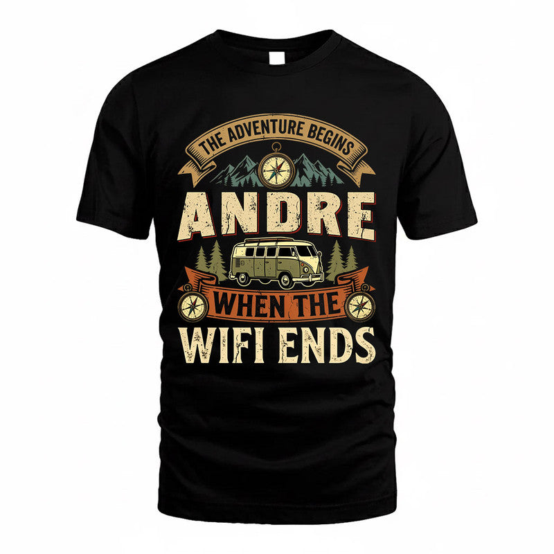 ANDRE TT898-K6-229 – Personalized Funny Camping Quote Apparel “The Adventure Begins When The WiFi Ends”