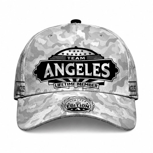 ANGELES TC01 HH79 Team Your Name Hat, Personalized Camo Baseball Cap, Custom Family Gift, Gift for Him Her