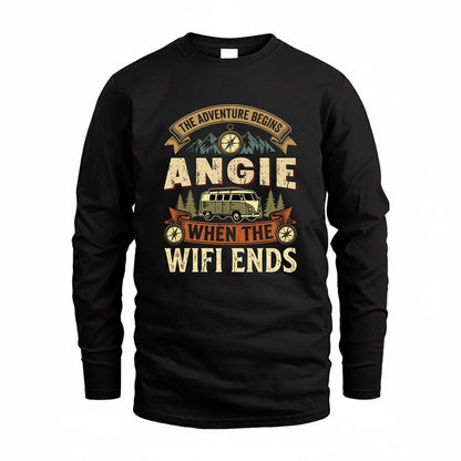ANGIE TT898-K6-229 – Personalized Funny Camping Quote Apparel “The Adventure Begins When The WiFi Ends”