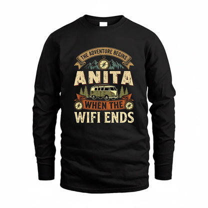 ANITA TT898-K6-229 – Personalized Funny Camping Quote Apparel “The Adventure Begins When The WiFi Ends”