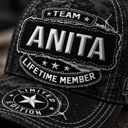 ANITA TC03 HH79  Personalized Black Camo Baseball Cap, Custom Name Family Hat