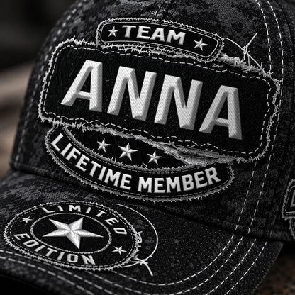 ANNA TC03 HH79  Personalized Black Camo Baseball Cap, Custom Name Family Hat