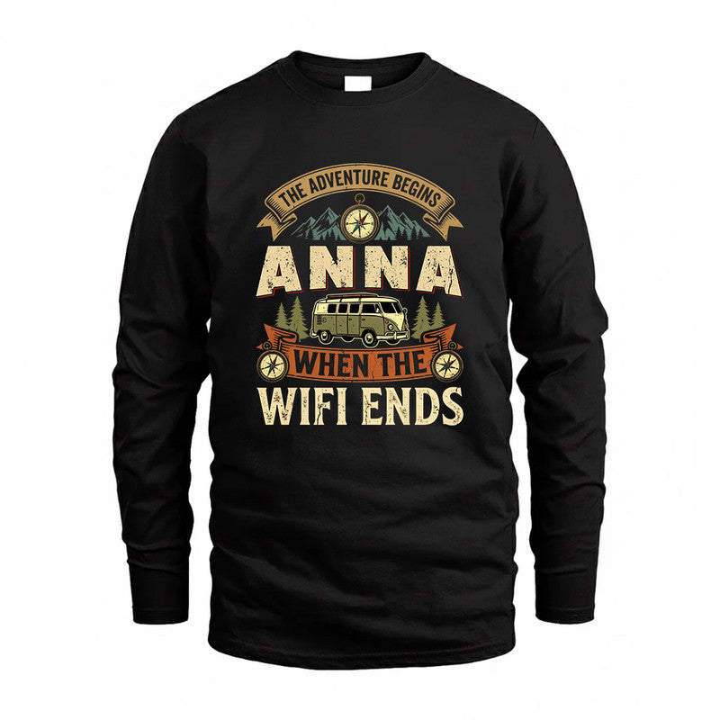 ANNA TT898-K6-229 – Personalized Funny Camping Quote Apparel “The Adventure Begins When The WiFi Ends”