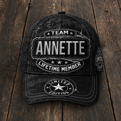 ANNETTE TC03 HH79  Personalized Black Camo Baseball Cap, Custom Name Family Hat