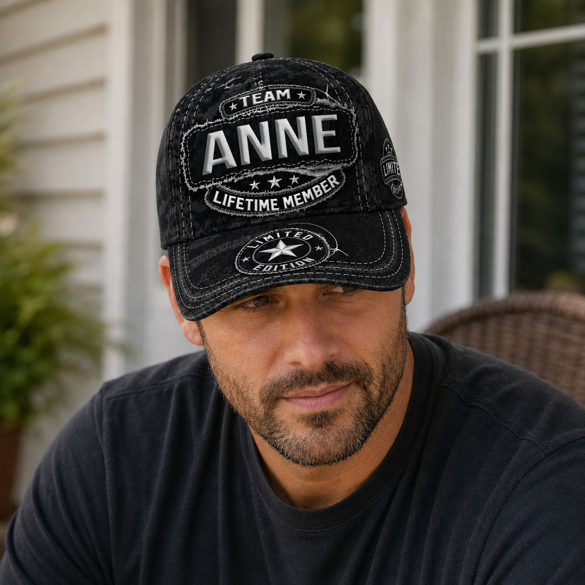 ANNE TC03 HH79  Personalized Black Camo Baseball Cap, Custom Name Family Hat