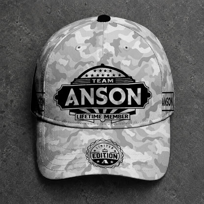 ANSON TC01 HH79 Team Your Name Hat, Personalized Camo Baseball Cap, Custom Family Gift, Gift for Him Her