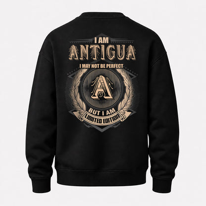 ANTIGUA 2K-101–Personalized Name Quote Apparel “I Am NAME May Not Be Perfect But I Am Limited Edition”