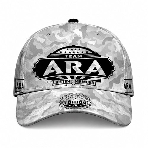 ARA TC01 HH79 Team Your Name Hat, Personalized Camo Baseball Cap, Custom Family Gift, Gift for Him Her