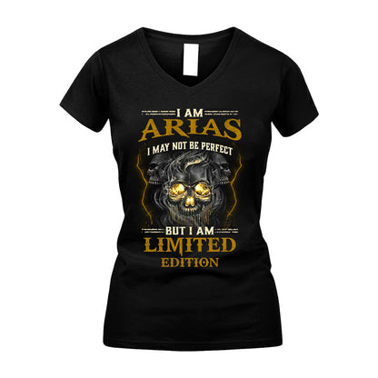 I Am Arias, I May Not Be Perfect, But I Am Limited Edition – Personalized Skull T-Shirt