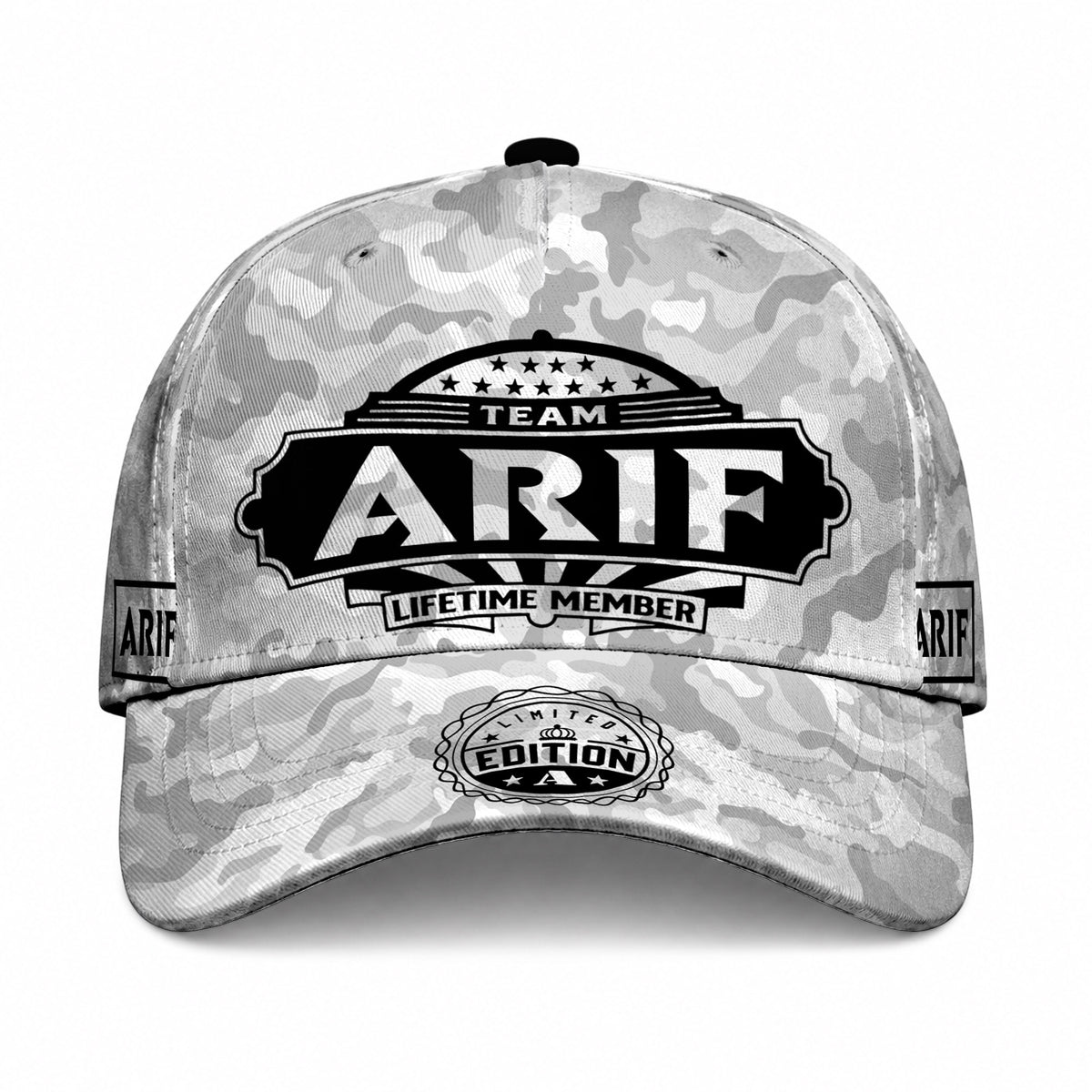 ARIF TC01 HH79 Team Your Name Hat, Personalized Camo Baseball Cap, Custom Family Gift, Gift for Him Her
