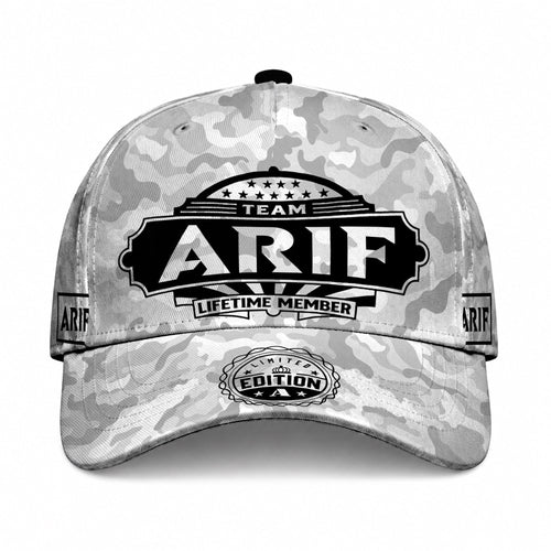 ARIF TC01 HH79 Team Your Name Hat, Personalized Camo Baseball Cap, Custom Family Gift, Gift for Him Her