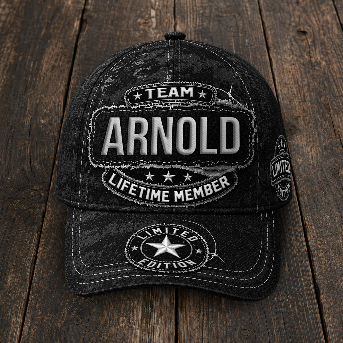 ARNOLD TC03 HH79  Personalized Black Camo Baseball Cap, Custom Name Family Hat