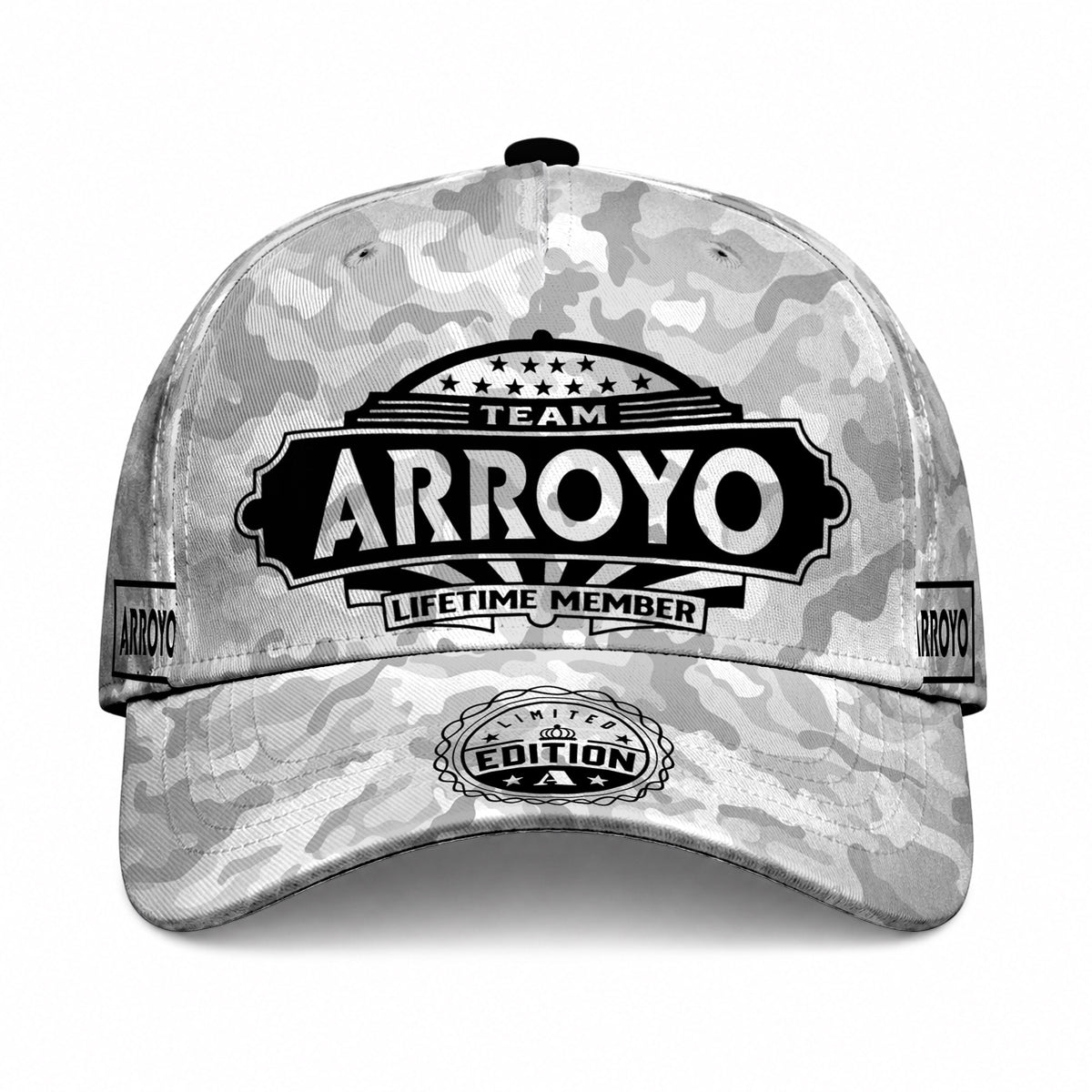 ARROYO TC01 HH79 Team Your Name Hat, Personalized Camo Baseball Cap, Custom Family Gift, Gift for Him Her